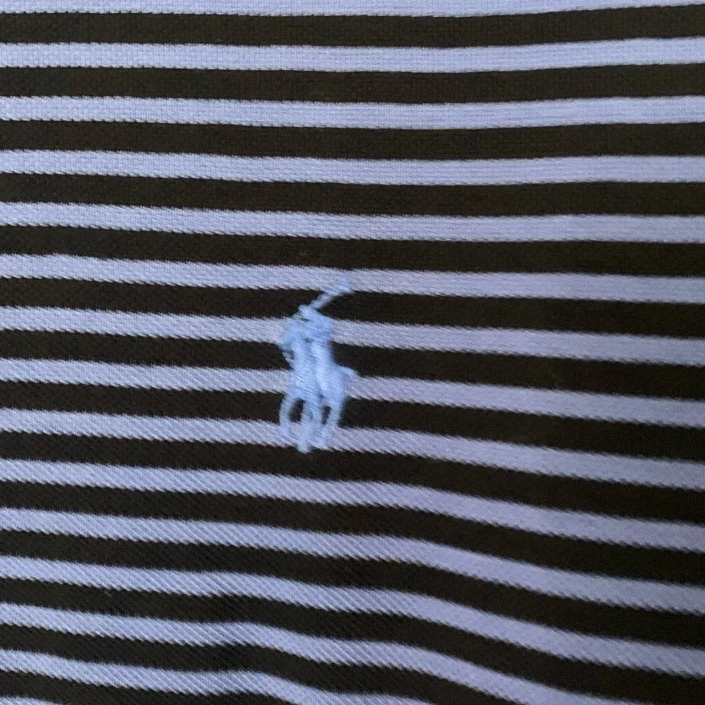 Polo Golf by Ralph Lauren Men's Blue Striped Medium 100% Pima Cotton Polo Shirt